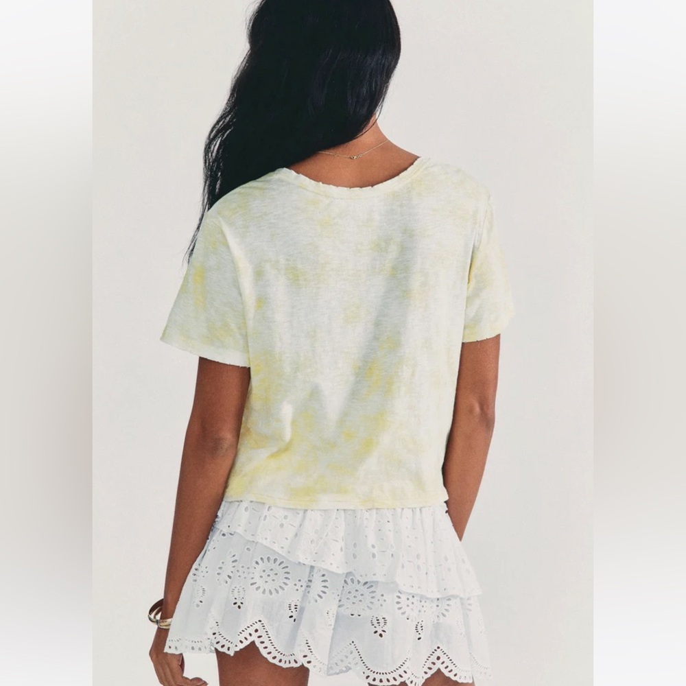 LoveShackFancy Cotton Calix T-Shirt Lemon Drop Hand Dye M NWT - Picture 2 of 5